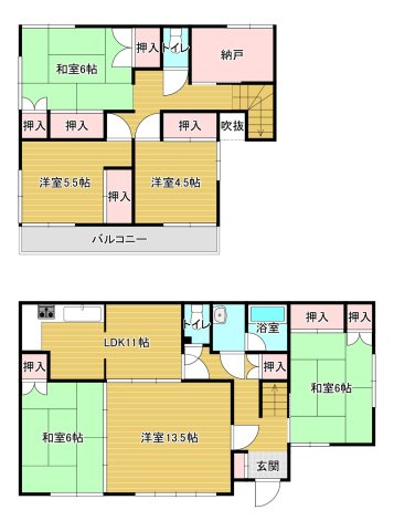 旭ヶ丘貸家の間取り
