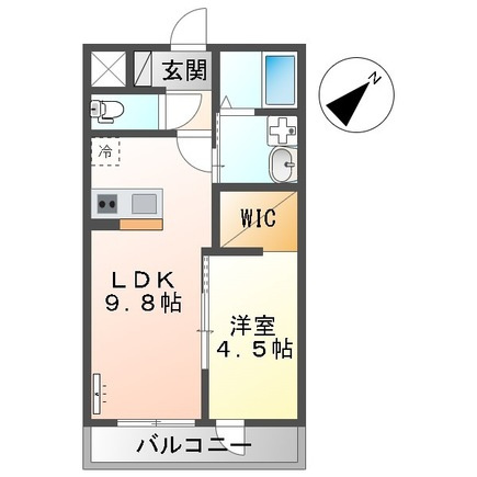 熊本市東区下南部１丁目のアパートの間取り
