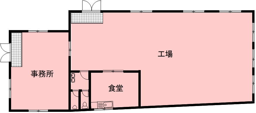 ６２３６７　羽島郡笠松町円城寺事務所・工場の間取り