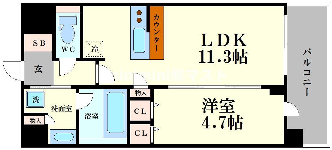 スプランディッド難波キャトルの間取り
