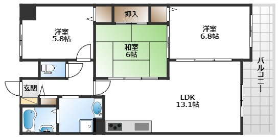 【間取り】 | レジデンス鷹ヶ巣千里中央