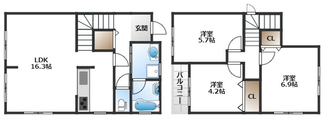 【間取り】 | 上野西一戸建て