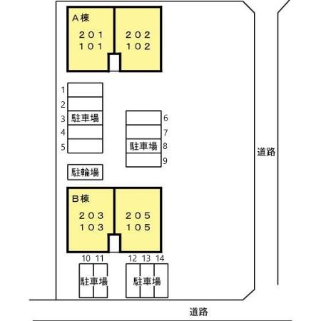 合志市須屋のアパートの区画図