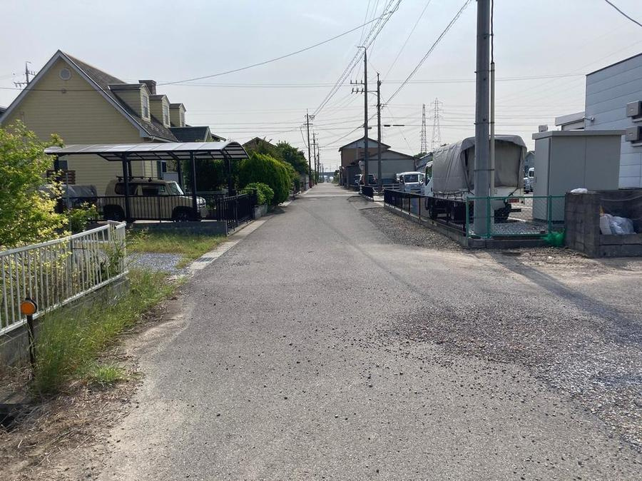 売土地　大垣市赤坂大門3丁目　136.42坪の前面道路含む現地写真|現地（2023年5月22日撮影）　南側道路