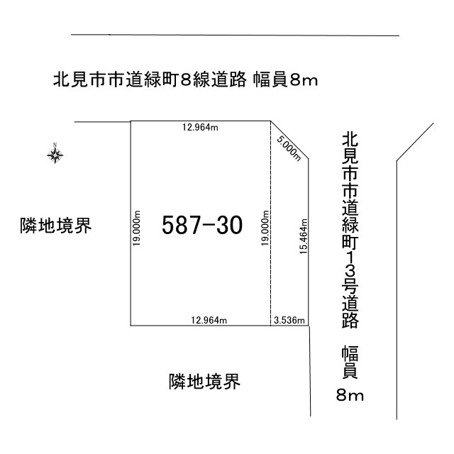 北見市緑町６丁目２番１号　中古売家の区画図|敷地面積307.24㎡（92.94坪）