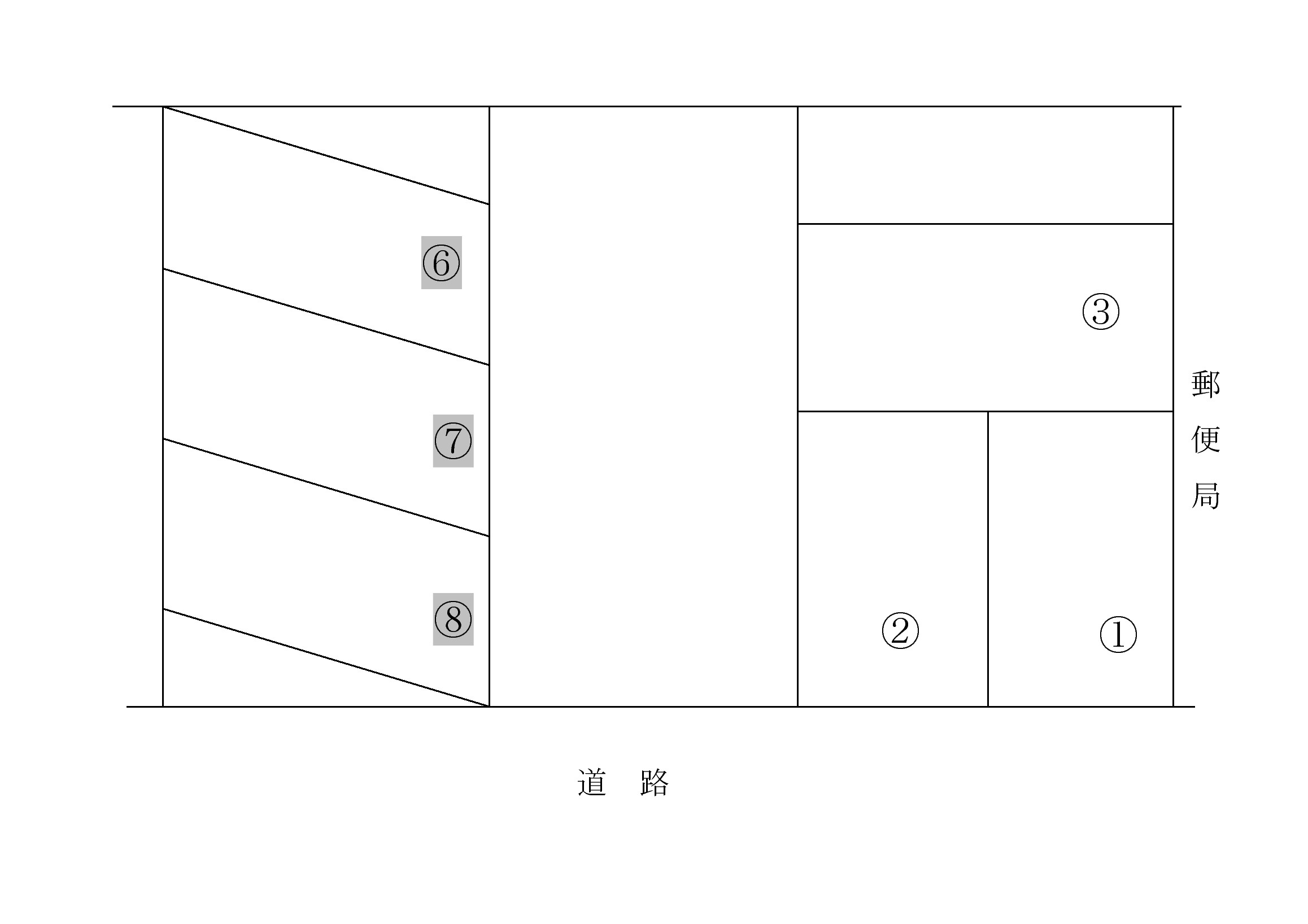 稲荷町月極駐車場の区画図|No.6（小型車区画）
