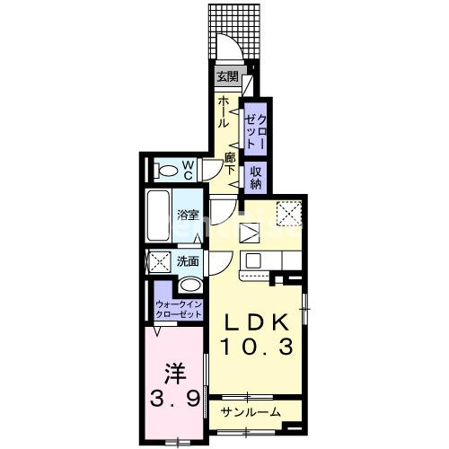 一宮市奥町字畑中のアパートの間取り|間取図