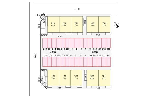 パレクロスロードＤの駐車場|駐車場