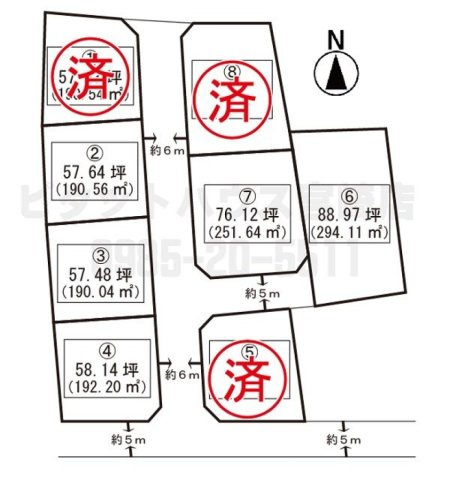 下北方町塚原　売地　6号地の区画図
