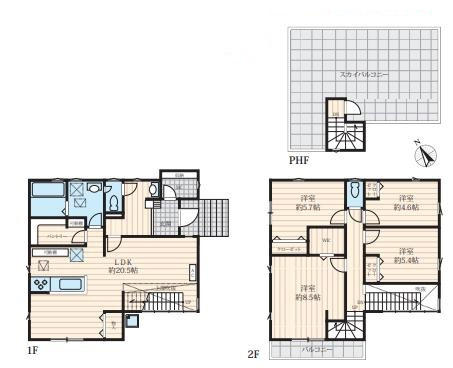 久喜市上町　新築未使用の間取り|キャンプやBBQができるスカイバルコニーで贅沢な時間を過ごせます♪