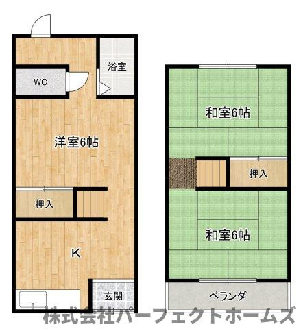 摂津市鳥飼下３丁目中古テラスハウスの間取り