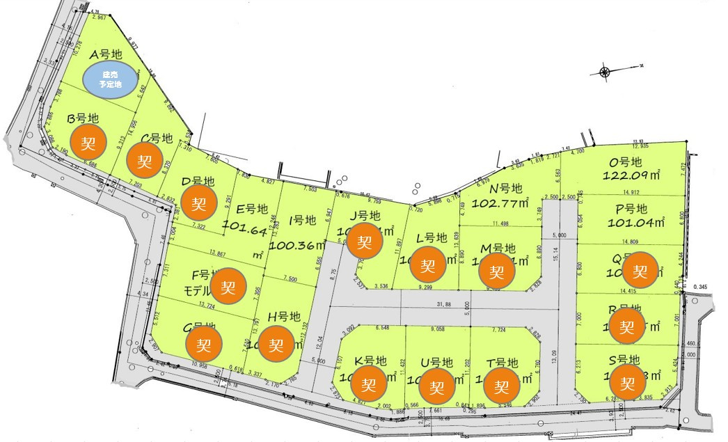 ルミエールタウン天美パート1の区画図