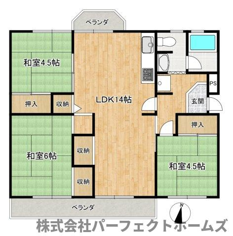 釈尊寺第3住宅第43号棟の間取り