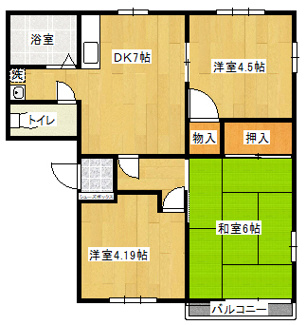 【間取り】 | ハイツトヅカA棟 | 反転タイプあり
