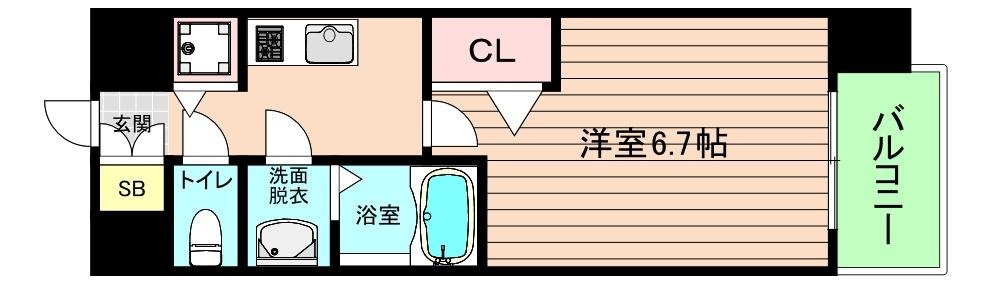 大阪市都島区都島中通１丁目の賃貸マンションの間取り