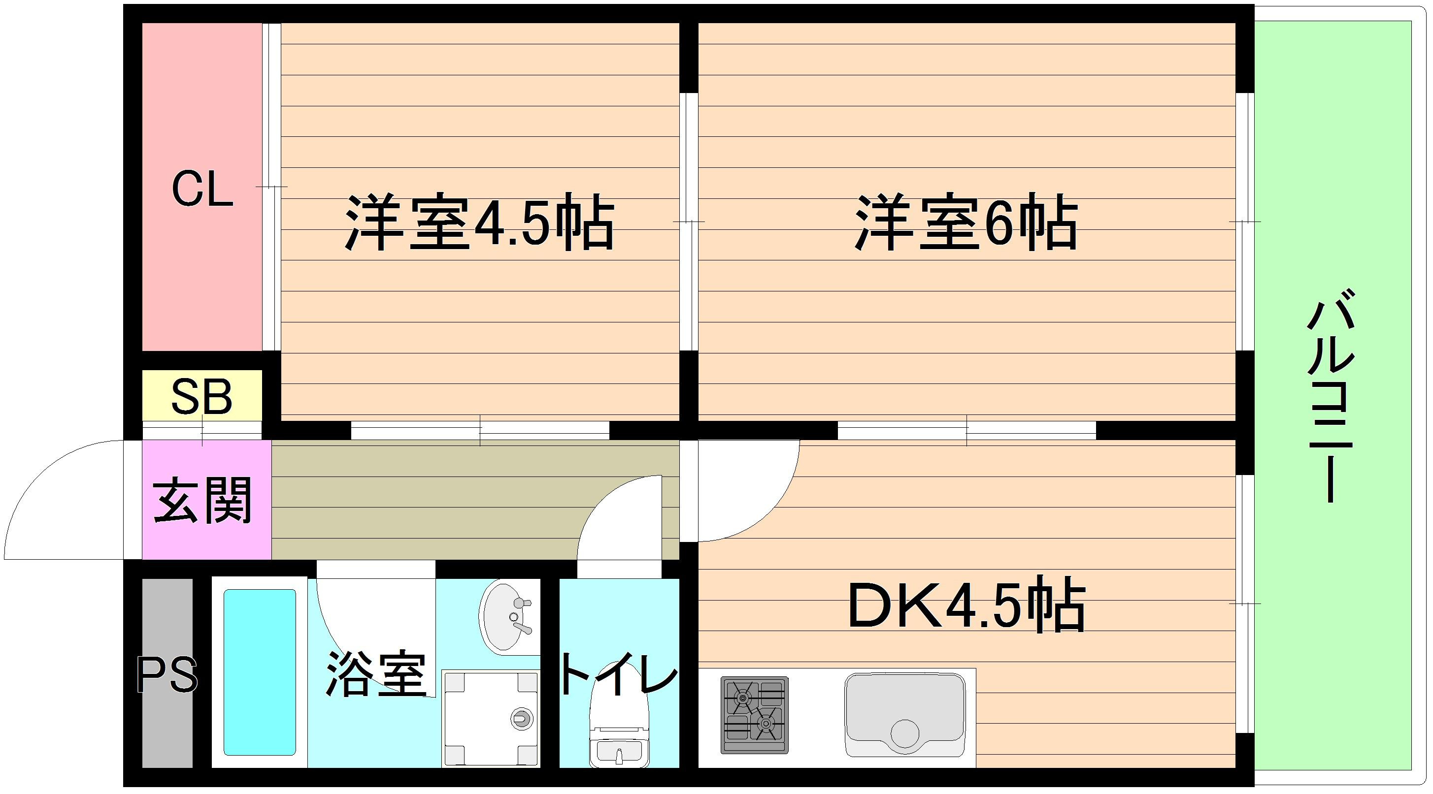 大阪市城東区蒲生２丁目の賃貸マンションの間取り