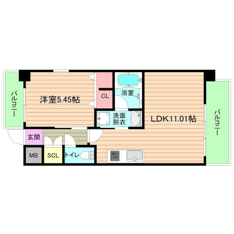 大阪市城東区中央３丁目の賃貸マンションの間取り