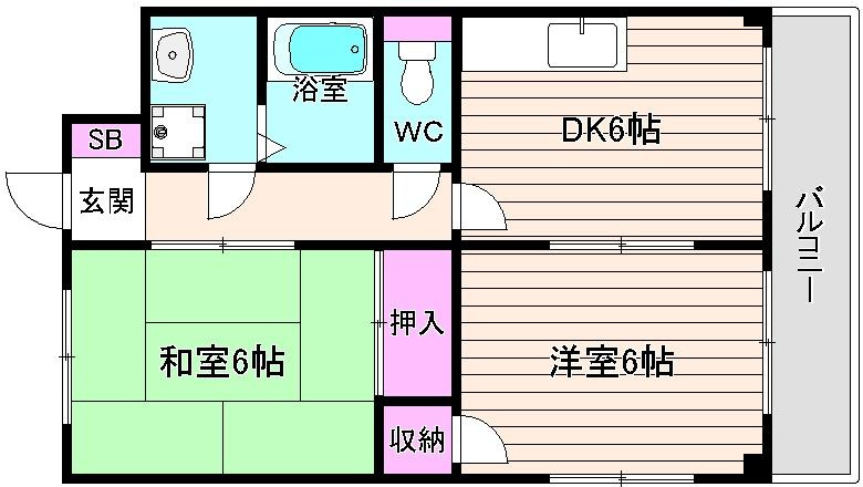 大阪市城東区天王田の賃貸マンションの間取り