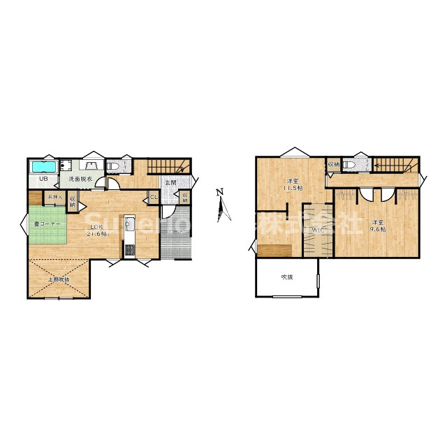 【中古戸建て】大津市赤尾町の間取り|3480万円、2LDK、⼟地⾯積150.17㎡、建物⾯積107.65㎡ ⽣活動線を考えた使いやすい間取りです。