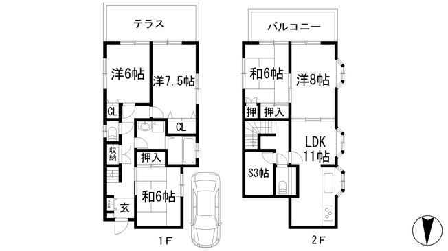 【間取り】 | 花屋敷山手6貸家