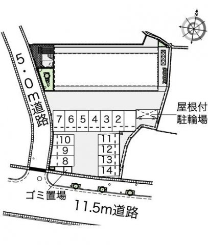 レオパレスセジュールカーサ玉名の駐車場