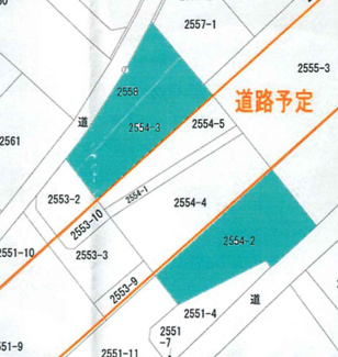 【土地図】 | 石岡２５５４－２住宅地 | 予定道路の南東側の土地