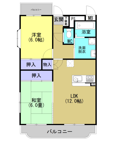 熊本市中央区八王寺町の賃貸マンションの間取り