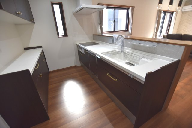 戸建　揖斐郡池田町片山　全6区画分譲のキッチン|機能的なシステムキッチンです。収納力に優れた大容量の引出しでキッチン回りがスッキリ片付きます。