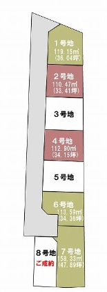 朝倉本町　建築条件なし　売土地　１号地の区画図