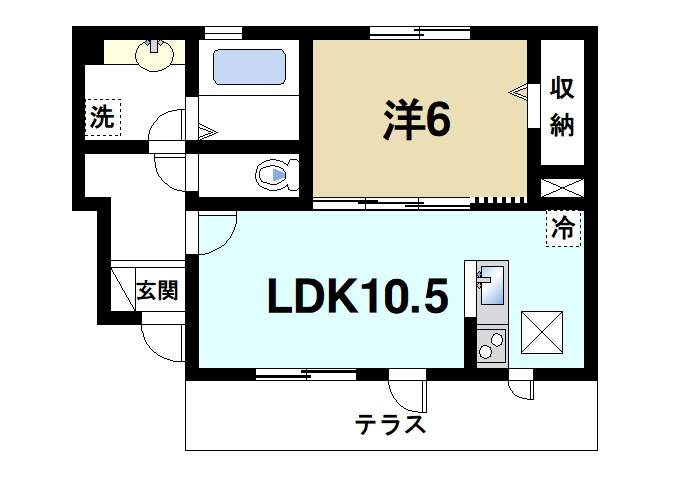 ラフィーネ四条大路の間取り|ゆったりと暮らせる1LDKの間取りです。