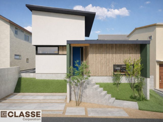 【外観パース】 | 城陽市寺田宮ノ平　売土地　建築条件付き | ・参考プラン価格：2540万（別途外構費330万、造成費88万等）
・建物価格は参考価格になります。
（弊社標準建物30坪で計算した価格です）
・参考プラン延床面積：104.52㎡