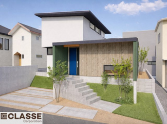 【完成予想図】 | 城陽市寺田宮ノ平　売土地　建築条件付き | 参考プランになりますので、お客様のお好みの外観を一緒に作らせていただきます。外壁には、メンテナンスが楽な光セラを採用しており、汚れがつきにくく、色あせもしにくいのでおススメです！