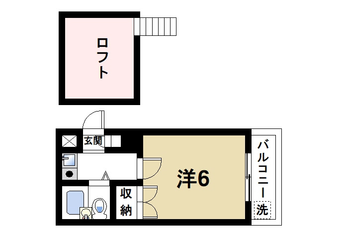City　Palace21　富雄元町　Part2の間取り|単身者向けのお部屋です