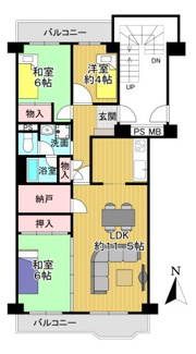 【間取り】 | 茨木レックスマンションＢ棟