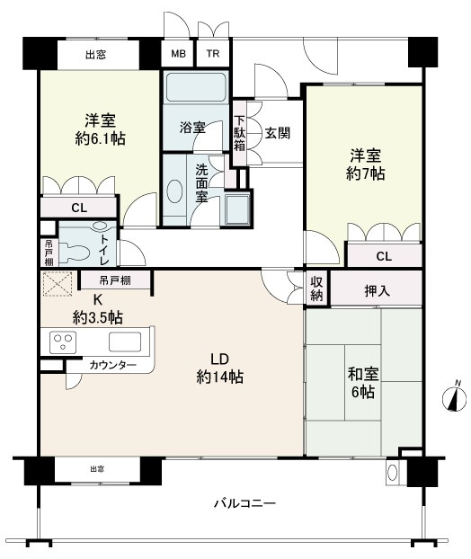 芦屋朝日ヶ丘北公園アーバンライフの間取り