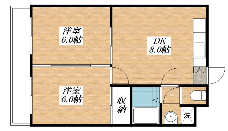 第3角柳マンションの間取り|図面反転