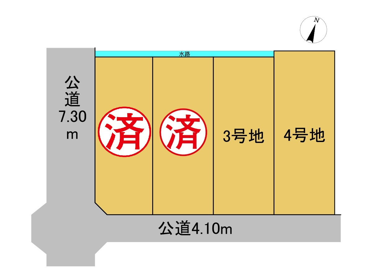 グローバルガーデン　岐阜市柳津町丸野　全4区画分譲の区画図|■区画図
■YAMADA電機の　ヤマダ不動産　株式会社リライフ　岐阜店■
いつでもお問合わせ下さい。