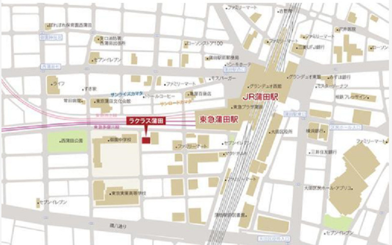 ラクラス蒲田＠仲介手数料無料の地図|地図　東京都大田区西蒲田8丁目　JR京浜東北線蒲田駅近徒歩3分