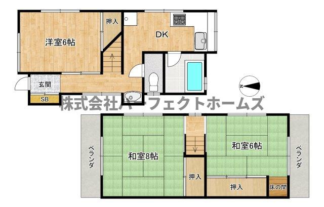 香里西之町戸建 賃貸の間取り
