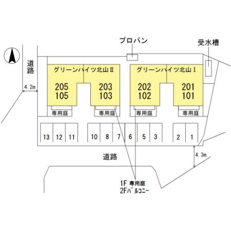 グリーンハイツ北山Ⅱの区画図