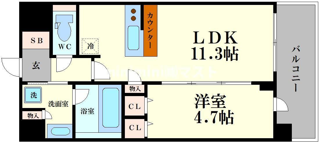 スプランディッド難波キャトルの間取り