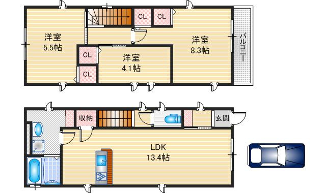 【間取り】 | ハイムメゾン阪急茨木A棟