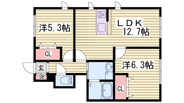 ＭＡＳＴ　ＣＯＵＲＴ加古川南　Ａ棟の間取り