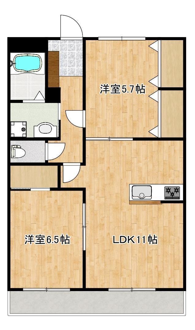 熊本市北区鶴羽田４丁目の賃貸マンションの間取り