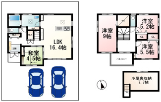 【間取り】 | 瀬田３丁目　ニュータウン2期　分譲2区画1号地