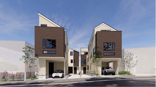 【横浜市保土ケ谷区和田２丁目17全４棟新築戸建て１号棟】★仲介手数料無料★（常盤台小学校・保土ヶ谷中学校）の外観パース|手荒れ予防にもなるビルトイン食洗器等、暮らしに役立つ設備が充実！