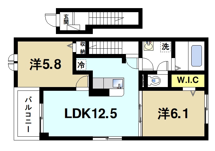 ルナ　ハイツⅢの間取り|2LDK