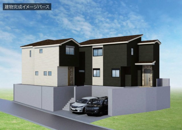 【横浜市旭区二俣川２丁目10全２棟新築戸建て１号棟】★仲介手数料無料★（二俣川小学校・万騎が原中学校）の外観パース|旭区二俣川2丁目の全2棟の新築分譲住宅のご紹介です。