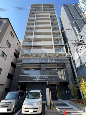 【外観】 | エスリード中之島SOUTH | 光沢のある黒と白がスタイリッシュな外観のマンションです☆★