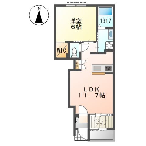 明石市林崎町２丁目のアパートの間取り